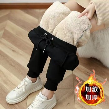 Special clearance deal brand broken code plus velvet sweat pants plus velvet thickened women's pants winter loose and versatile casual sports