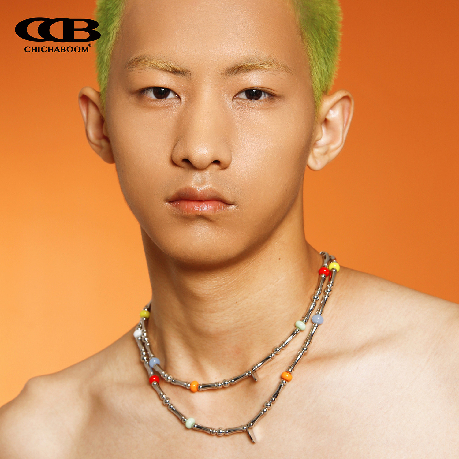 CHICHABOOM彩色琉璃珠鈦鋼組合項鏈CCB男女情侶款