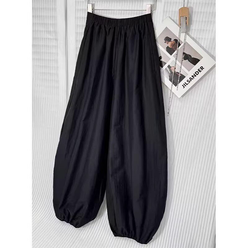 大码胖mm速干灯笼裤女2026夏季薄款宽松束脚裤冰丝九分哈伦气球裤