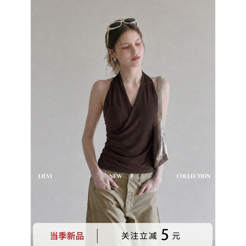 Lilvi Spicy Girl Style Cross V-Neck Sleeveless Top for Women, Halter Neck Outerwear Camisole for Summer 2026 Lilvi Spicy Girl Style Cross V-Neck Sleeveless Top for Women, Halter Neck Outerwear Camisole for Summer 2026