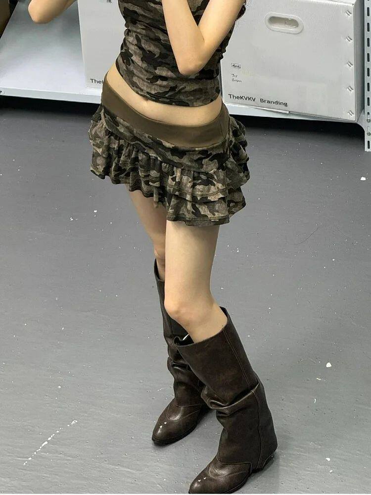 Y2K Camouflage Skirt Slim Fit Harajuku Rock Style - Taobao product photo 6