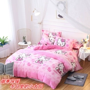 Phim hoạt hình Falais bốn mảnh trẻ em lông cừu dày san hô 1,2m giường chăn flannel 1,8 m bộ đồ giường