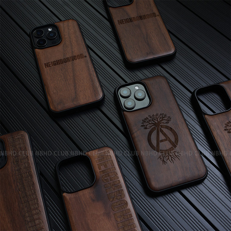 Wood Luxury Anti-Fall NEIGHBORHOOD NBHD / Tree Logo Plus/Pro/Max – 16, 15, 14, 13, 12 iPhone Case