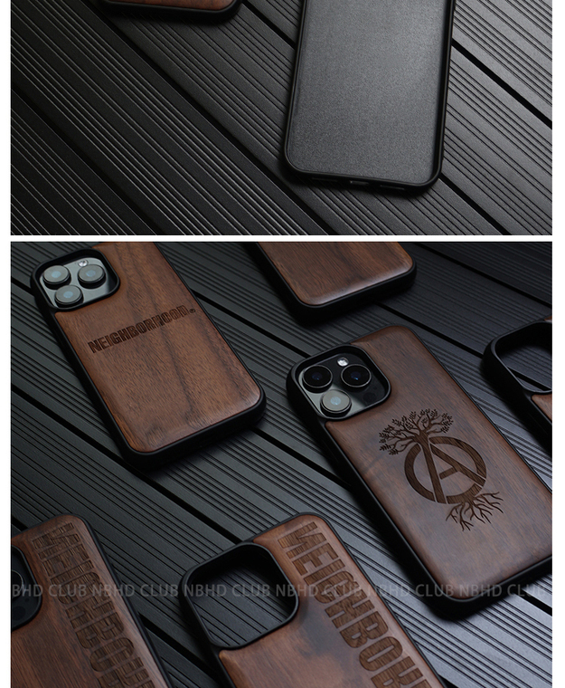 Wood Luxury Anti-Fall NEIGHBORHOOD NBHD / Tree Logo Plus/Pro/Max – 16, 15, 14, 13, 12 iPhone Case