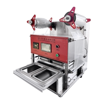 Thousand-speed electric fully automatic lunch box sealing machine commercial one-out two-roll film box sealing machine catering cooked food braised food packaging box sealing machine duck goods PP plastic box packaging machine DF320