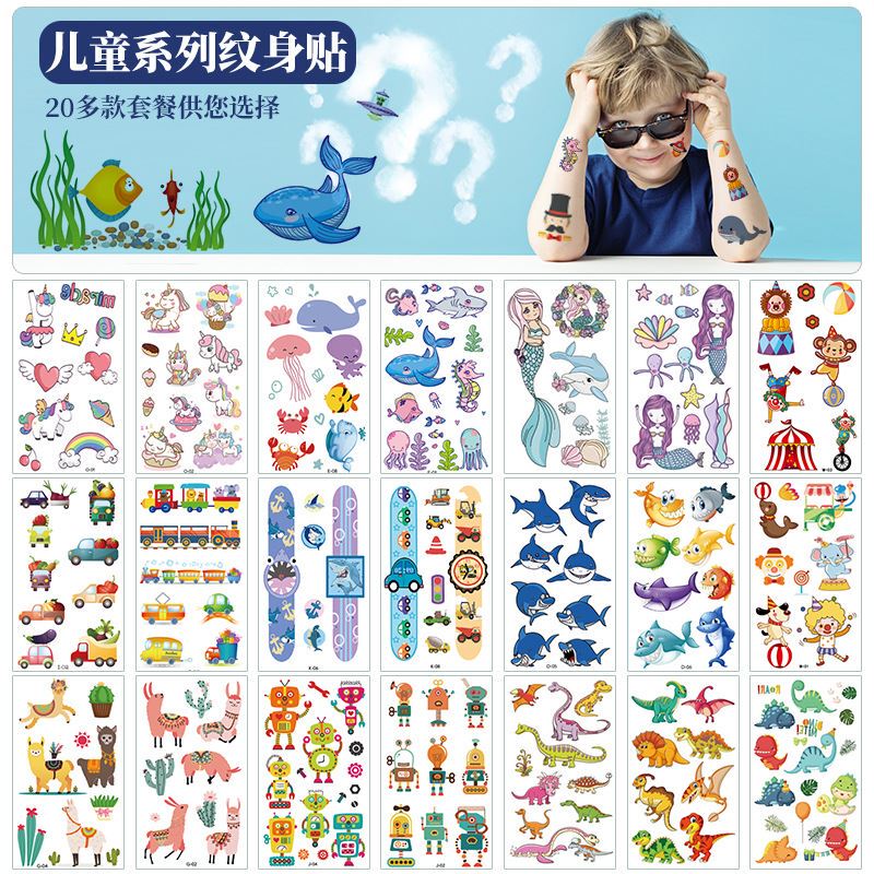Holiday Mermaid Princess Temporary Safe Face Tattoo Stickers Children's Cartoon Animal Unicorn Tattoo Stickers