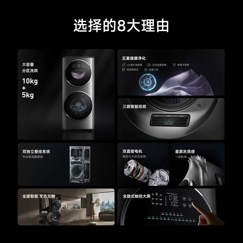 Xiaomi Mijia zoned washing and drying integrated 15kg direct drive variable frequency double drum washing machine fully automatic large capacity 04