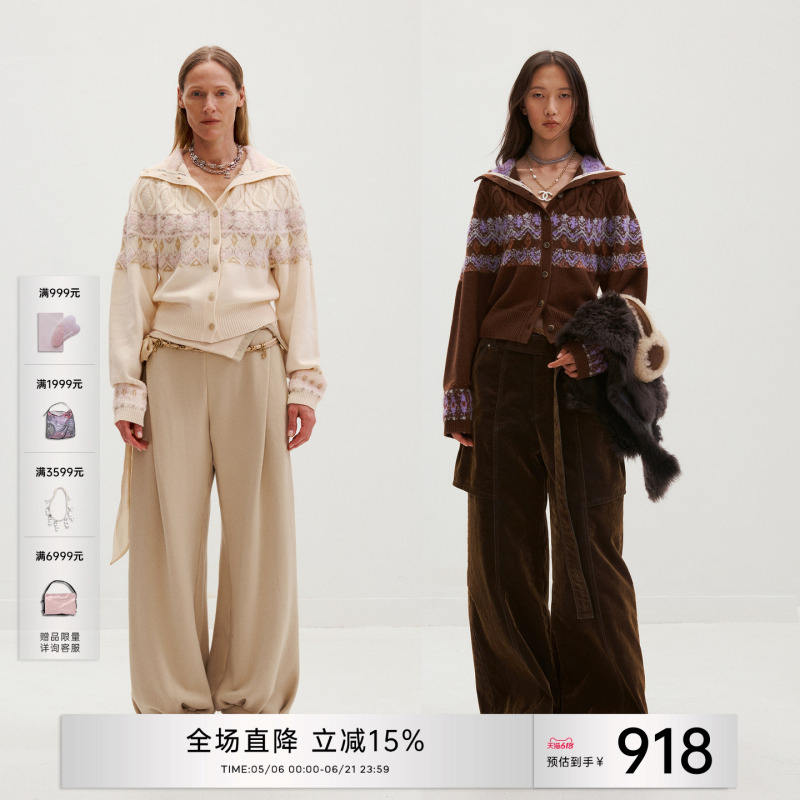 Medium Well_Fair Isle Loop Yarn Pile Collar Wool Cardigan_Fair Isle Wool Cardigan