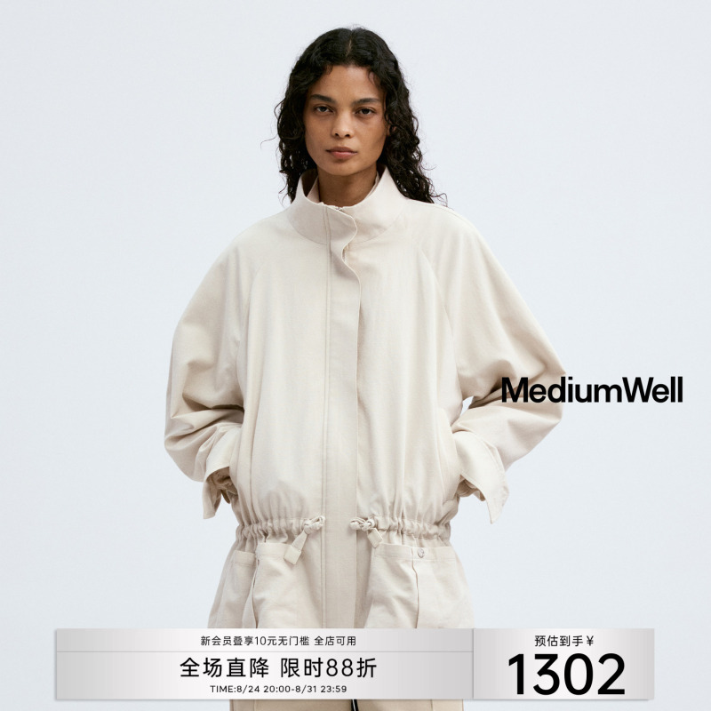 「Lanxue Tencel Linen Blend」Medium Well_Road Drawstring Jacket Workwear Style Coat