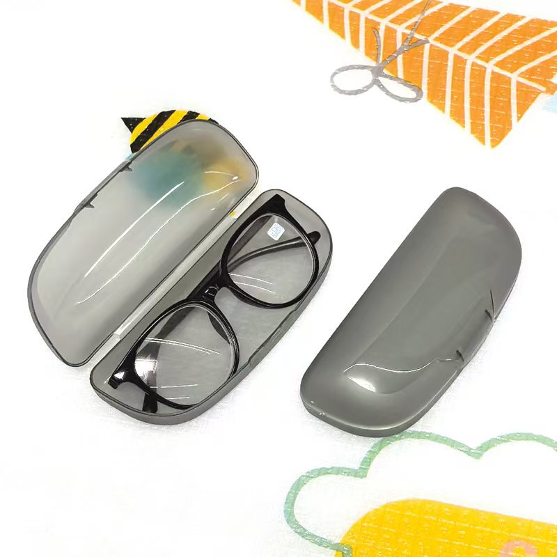 Glasses Case Light Gray Plastic Box Plain Glasses Reading Glasses Sunglasses Portable Anti-Pressure Simple Storage Box
