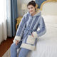 Women's pajamas winter three-layer quilted jacket thickened warm coral velvet winter flannel mid-length cotton coat home clothes