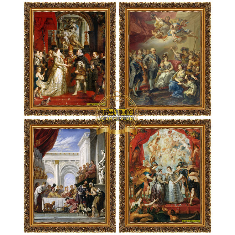 European Classical Palace Noble Decorative Painting, Western Oil Painting, Famous Painting from the Louvre, European-Style Angel Figure Living Room Hanging Painting