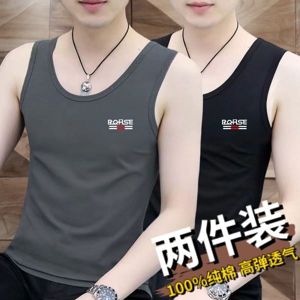 Big Brand Cut-Label~High-End Pure Cotton Men's Summer Sleeveless Undershirt Fitness Tank Top Sports Base Layer Slim Fit New Style Big Brand Cut-Label~High-End Pure Cotton Men's Summer Sleeveless Undershirt Fitness Tank Top Sports Base Layer Slim Fit New Style