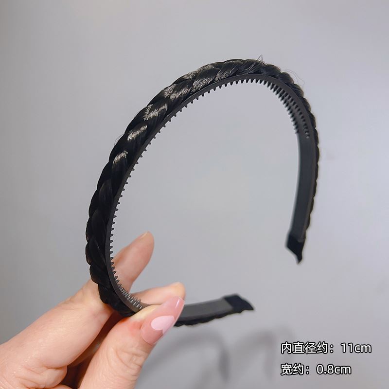 Wig Braided Hairband Fishbone Braid Bangs Headband All-In-One Lazy High Cranial Top Hair Bundle Non-Slip Toothed Hair Clip
