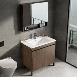 Space Aluminum Floor-Standing Bathroom Cabinet Combination Small Apartment Ceramic Integrated Hand Wash Basin Balcony Washbasin Home