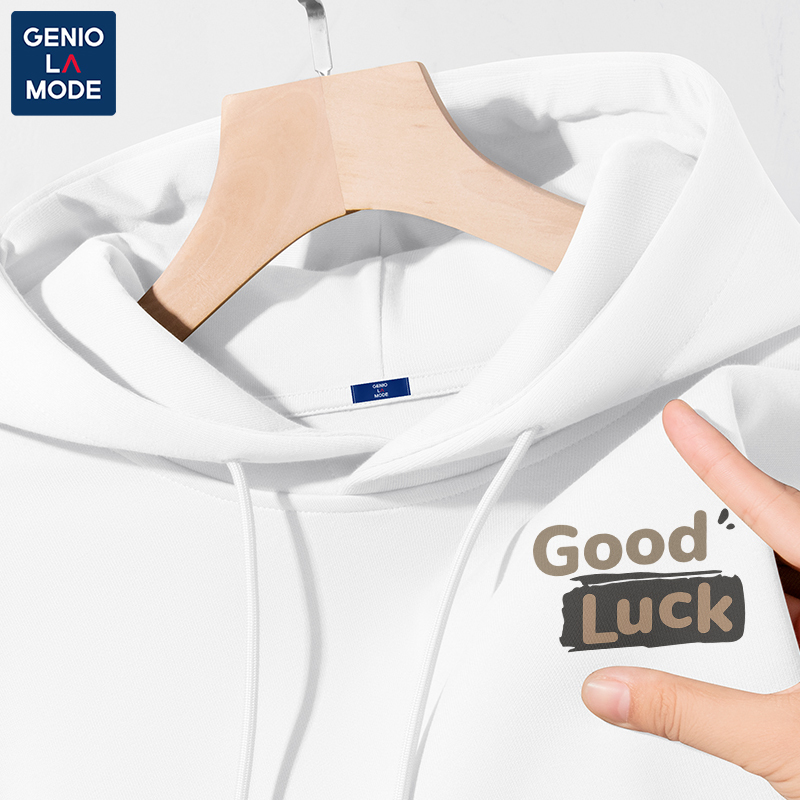 Genio Lamode White Hooded Sweatshirt for Boys, Autumn 2025 New Style, Cool and Handsome Youth Hooded Jacket, Trendy