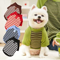 Dog Clothes Autumn and Winter Clothing Teddy Bichon Small Dog Striped Base Shirt Shiba Inu Medium-Sized Dog Pet Winter Sweatshirt