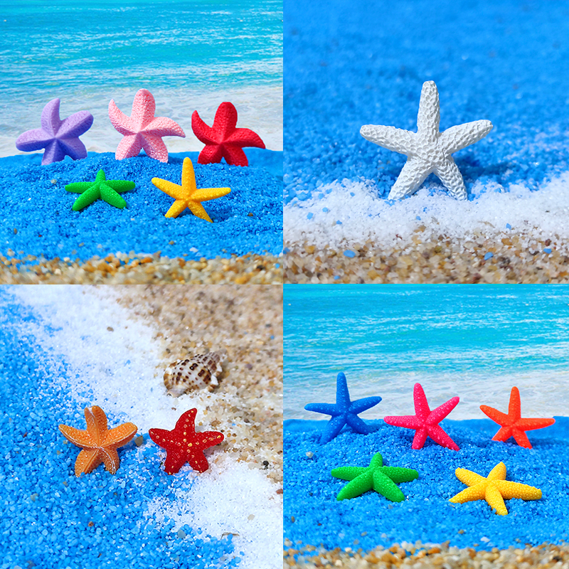 Simulated Colorful White Resin Mini Starfish Micro-Landscape Fish Tank Decoration Small Starfish Beach Ornament Sand Table
