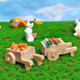 Miniature Landscape Cute Little White Rabbit with Carrot and Pumpkin Cart, Bonsai Succulent Landscaping, Rabbit Resin Desktop Ornament