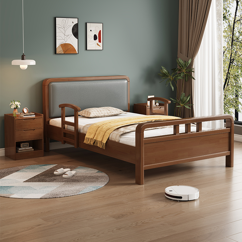 Elderly People's Home-Friendly Solid Wood Bed, Multifunctional Household Bed with Guardrails, Nursing Home Single Care Bed Elderly People's Home-Friendly Solid Wood Bed, Multifunctional Household Bed with Guardrails, Nursing Home Single Care Bed