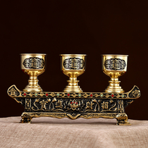 Pure copper case platform for Taiwan Guan Gong God of wealth water cup table for glass base home offering Buddha equipment