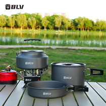 Eight donkey overcoat pan portable camping equipment Stainless Steel Cookware Stove Cutlery Cutlery with Camping Burning Kettle