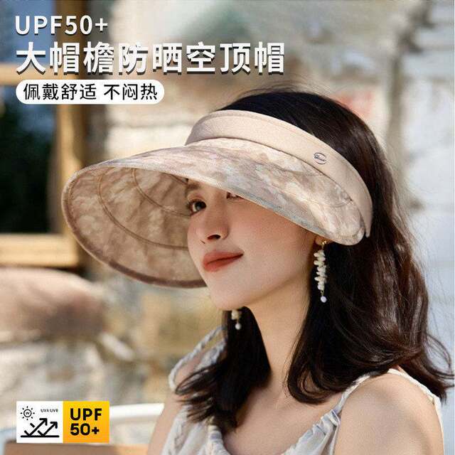 Hat for Women in Summer, Middle-Aged and Elderly Mothers, Outdoor Travel Sunshade, Sun Protection, Anti-Uv, Large Brim, Open-Top Hat