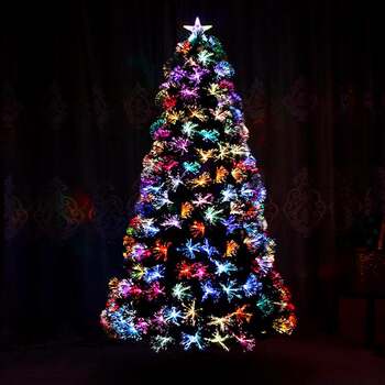 Christmas Decoration 1.2/1.5/ 1.8m Led Colorful Glowing Flashing Fiber Optic Christmas Tree Shopping Mall Decoration Ornaments