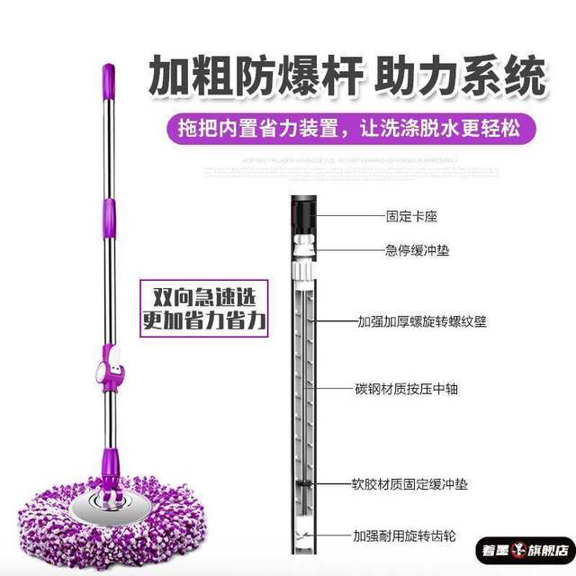 Universal Rotating Mop Handle for Housewives, Hand-Pressed Rotating Mop Rod, Mop Bucket Replacement Mop Head