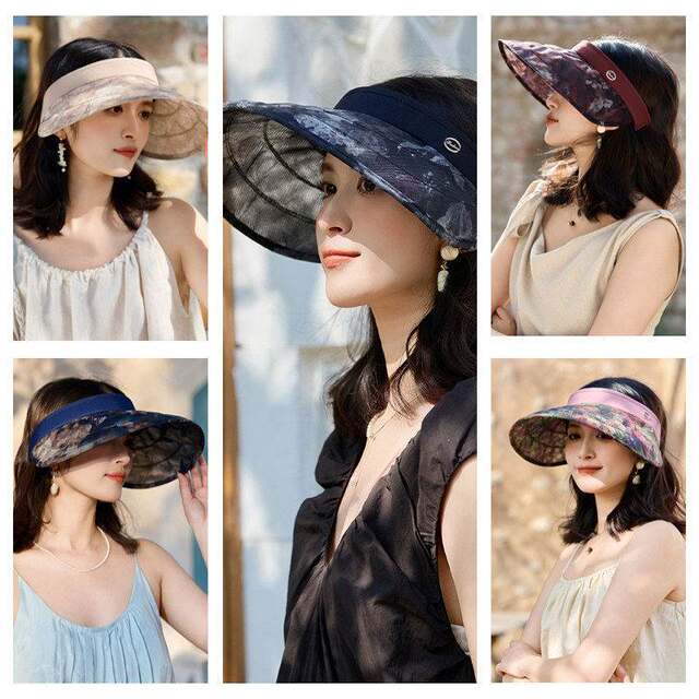 Hat for Women in Summer, Middle-Aged and Elderly Mothers, Outdoor Travel Sunshade, Sun Protection, Anti-Uv, Large Brim, Open-Top Hat