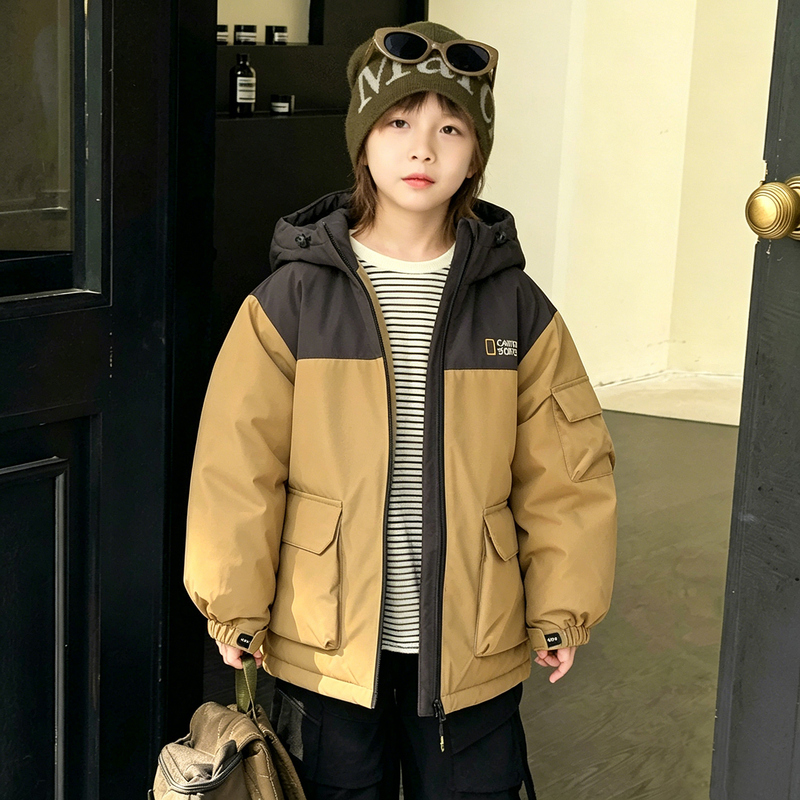 Children's down Jacket Mid-Length Patchwork 2025 Winter New Style Boys' down Jacket Girls' Thickened Coat C4867 Children's down Jacket Mid-Length Patchwork 2025 Winter New Style Boys' down Jacket Girls' Thickened Coat C4867