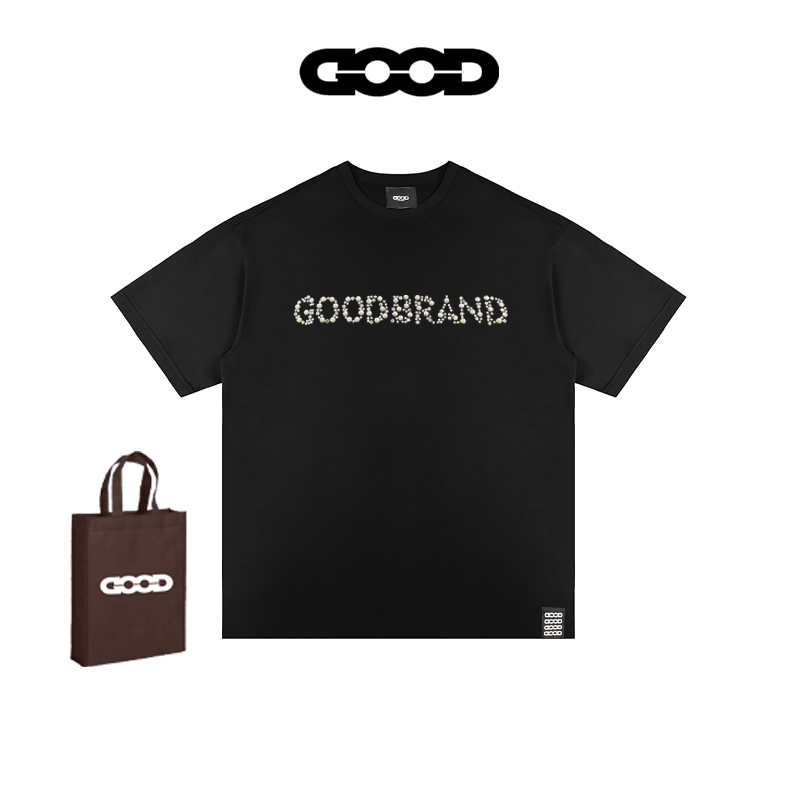 Good Trendy Brand 2026 New Light Luxury Ss Sequin Slogan Logo High-End Summer Short-Sleeve T-Shirt Unisex