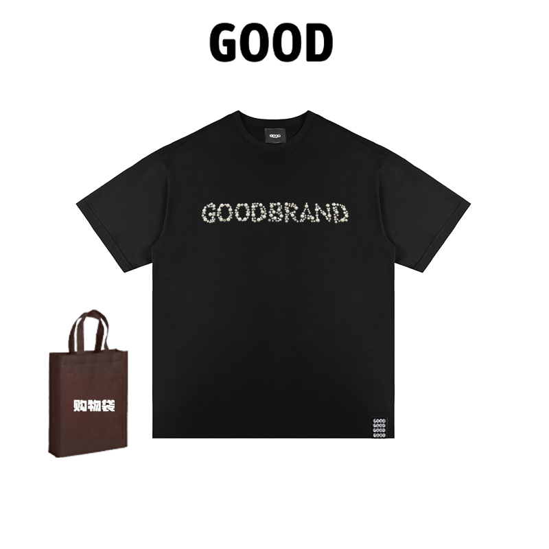 Good Trendy Brand 2026 New Light Luxury Ss Sequin Slogan Logo High-End Summer Short-Sleeve T-Shirt Unisex