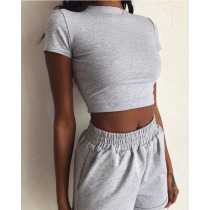2piece Sets Women Summer Fashion Basic Sports Leisure Tops