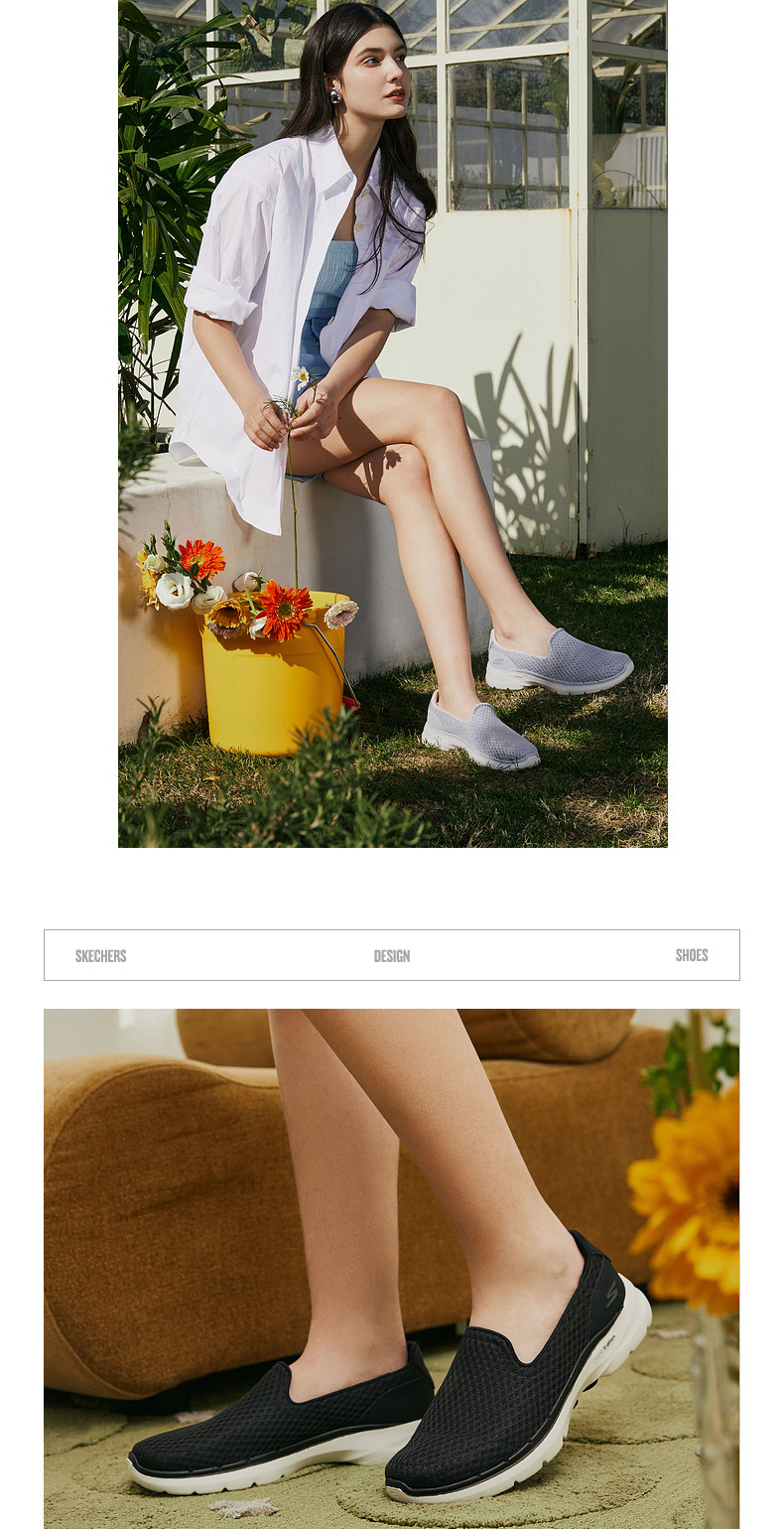 Энергичный обувь skechers官方outlets女子时尚浅口一脚蹬休闲运动鞋懒人鞋
