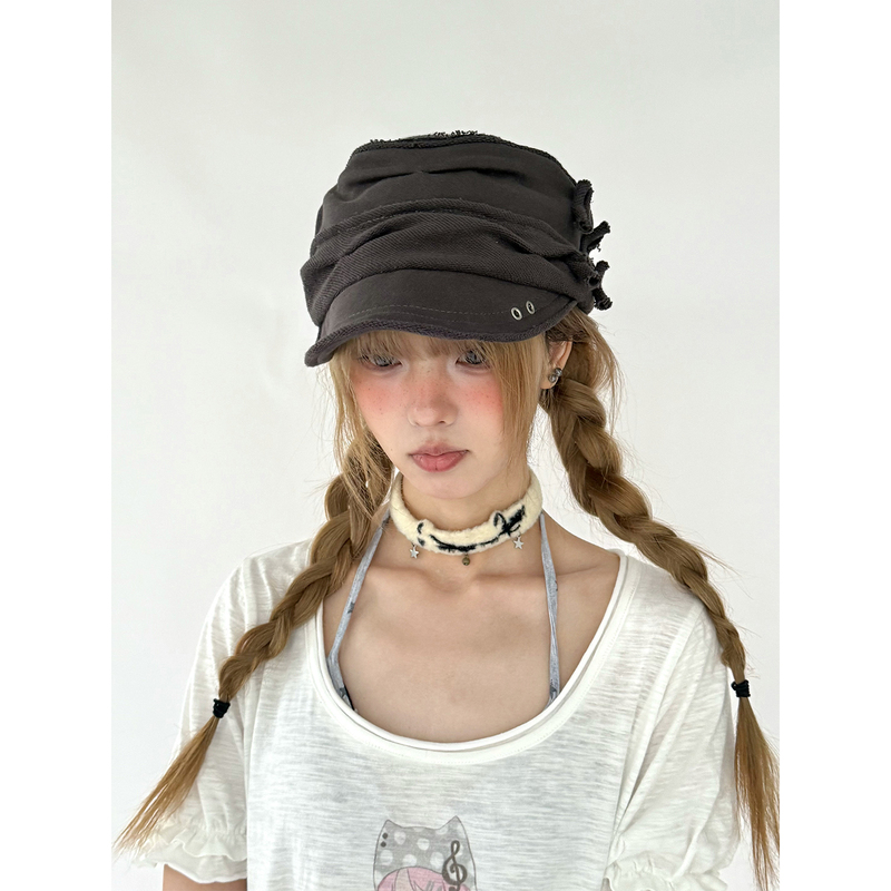 Harukino [Original Plant-Inspired Ruffled Hat] Japanese Retro Layered Design Versatile Commuting Hat