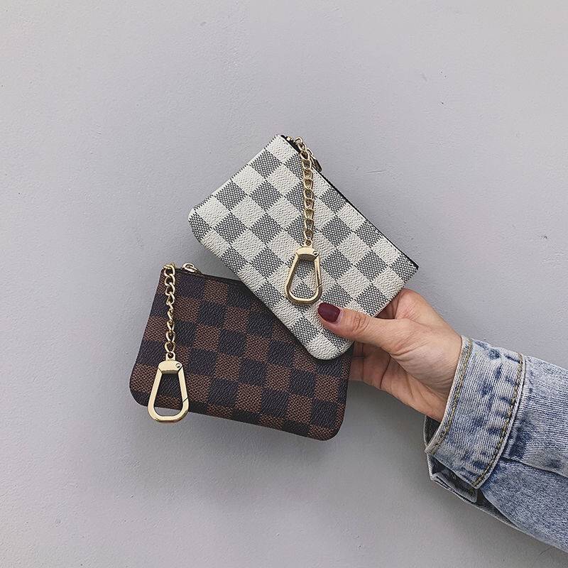 Suitable for Lv Presbyopia Coin Purse Simple Mini Zipper Coin Bag Plaid New Printed Small Wallet Women's Short Style Super