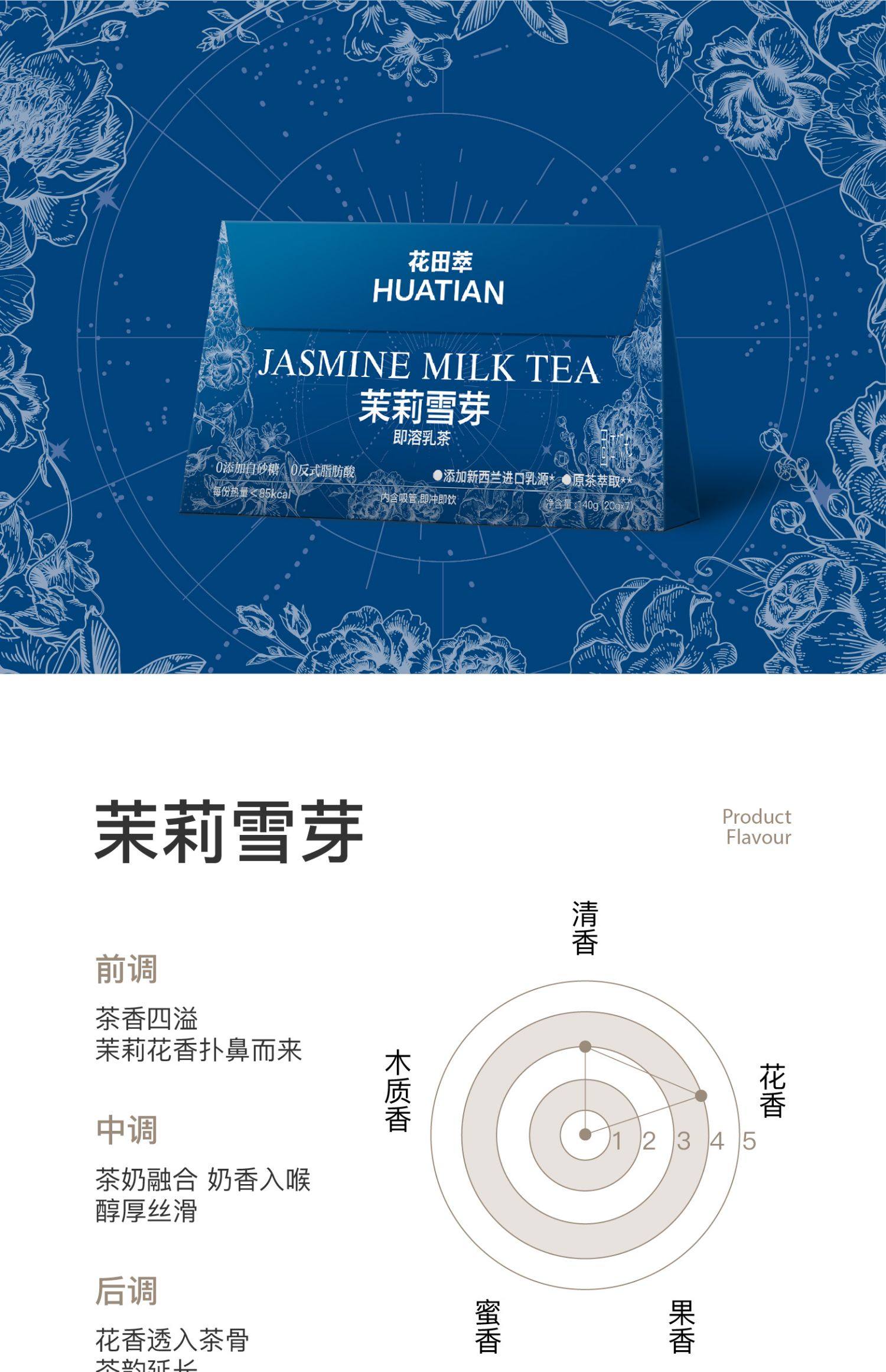 Jasmine Sprout Milk Tea Powdered Drinking Individual Small Pack Light Buttermilk Tea 140g/bag  2 boxes