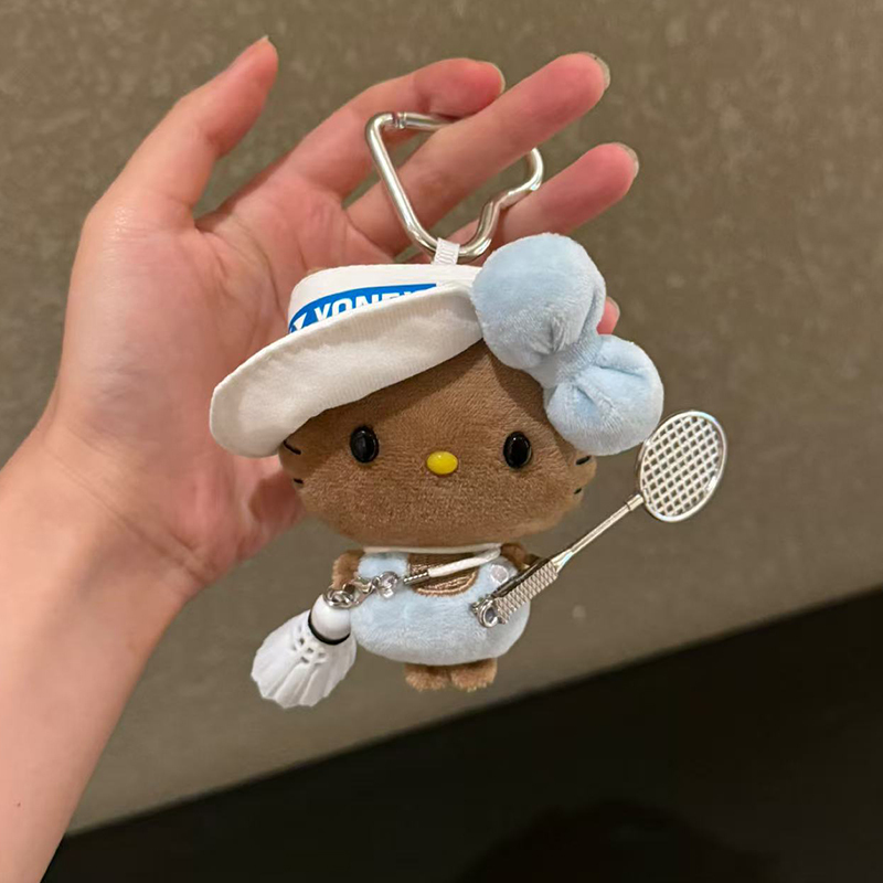 Badminton Tennis Kitty Bag Pendant Small Toy Black Leather Kt Cat Doll Gift for Girlfriend's Birthday Badminton Tennis Kitty Bag Pendant Small Toy Black Leather Kt Cat Doll Gift for Girlfriend's Birthday
