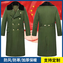 Military coat long thickened warm cotton coat winter labor protection army green velvet college student coat cotton coat