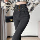 Smoke grey leggings for women tight feet pants plus velvet
