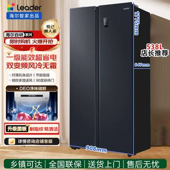 Haier Commander Refrigerator Double-Door Side-By-Side First-Class Energy Efficiency Frost-Free Large Capacity Household Bcd-538Wglssedbx