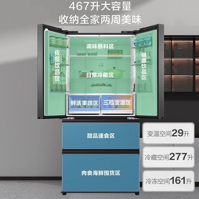 Haier Refrigerator French Multi-Door Household First-Class Frequency Conversion Air-Cooled Frost-Free Ultra-Thin Bcd-467Wghfd5Ds9U1