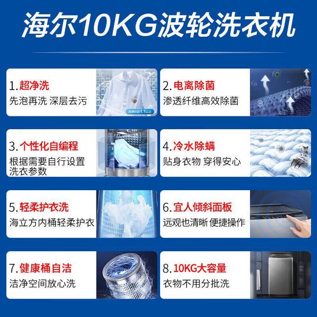 Haier Pulsator Washing Machine Fully Automatic Home 10kg Large Capacity Dormitory Rental Xqb100-Z6088