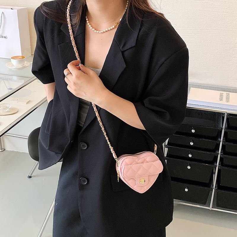 Women's Crossbody Camellia Embroidery Chanel-Style Chain Mini Princess Heart-Shaped Spring New Children's Bag Trendy