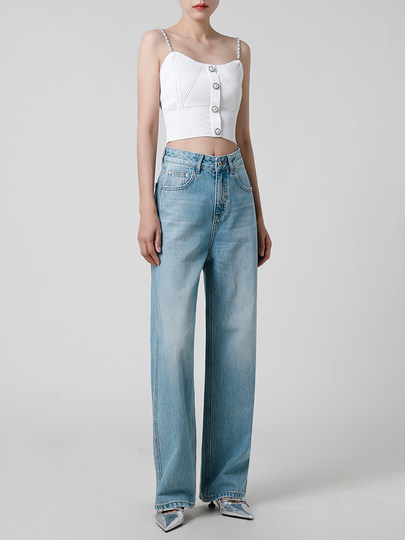 Брюки из лиоцелла прямого кроя 2025: новые узкие и широкие джинсы для женщин, с высокой талией, драпированные, светлые, в пол