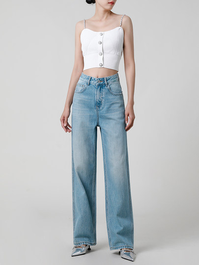 Брюки из лиоцелла прямого кроя 2025: новые узкие и широкие джинсы для женщин, с высокой талией, драпированные, светлые, в пол