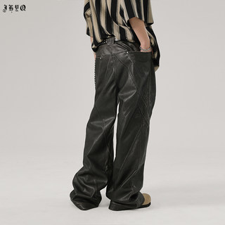 Spring and Autumn Retro PU Leather Pants Trendy Brand Work Pants