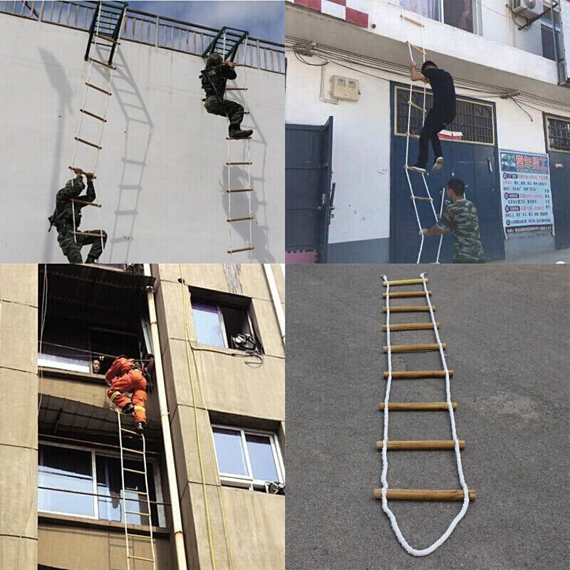 Thang thoát hiểm mềm thang gỗ hộ gia đình thang chống trượt thang cứu sinh độ cao làm việc thang dây leo núi ngoài trời thang ký túc xá thang thoat hiem