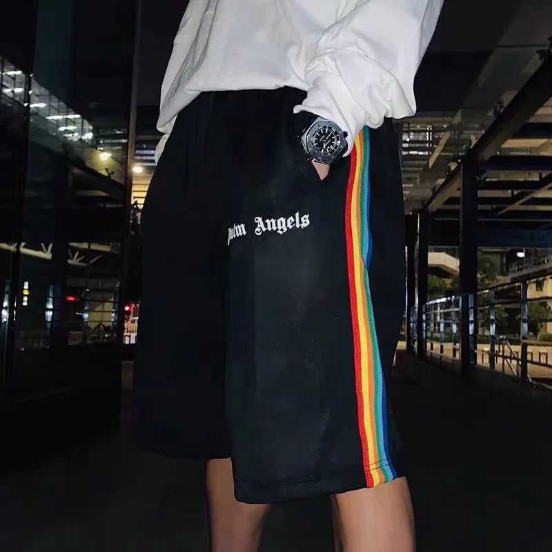 [Correct] PALM Palm Angel PA New Rainbow Strip Men and Women's Loose Leisure Sports shorts